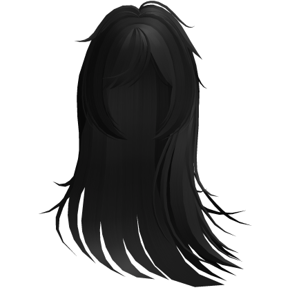 windy wispy long messy hair in black Roblox item