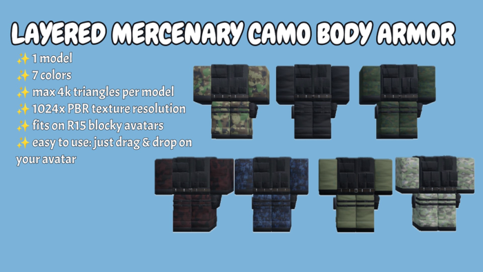 [R15 layered] 7 Mercenary camo body armor preview 1
