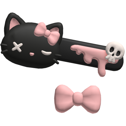 cute black gothic kitty bone clip