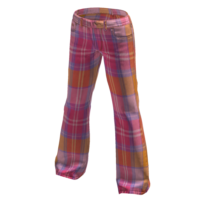 Vintage Pink Tartan Plaid Flared Trousers 