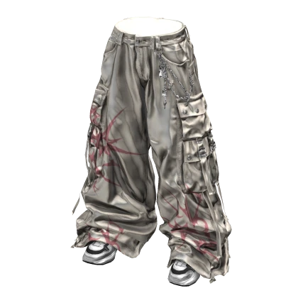 Stylish Baggy Street Pants (White Pink) Roblox item render