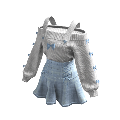 Blue Jirai Kei Corseted Sweater Dress thumbnail