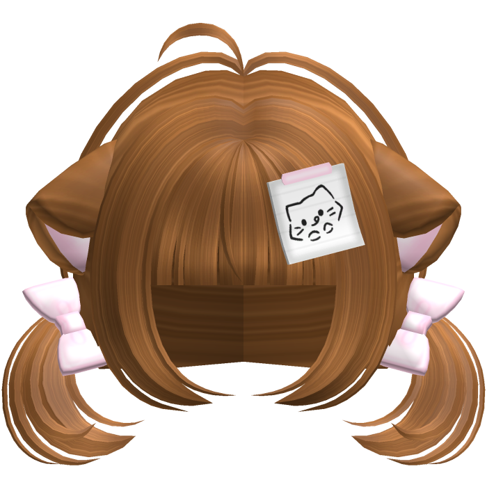 Cute Kawaii Kitty Note Pigtails in Copper