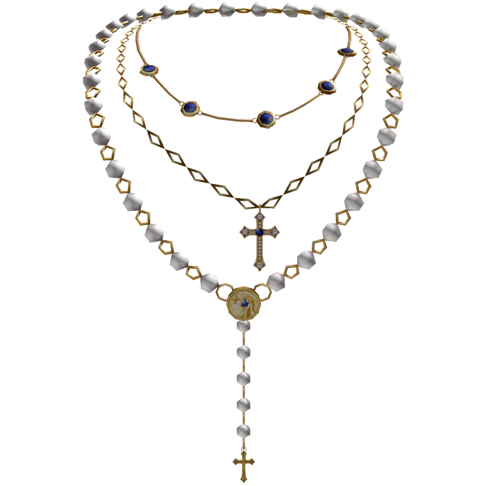 Rosary Jesus Cross Necklace w/ Black