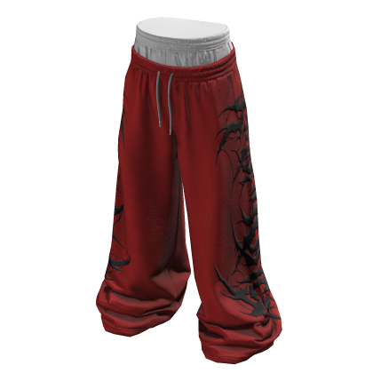 Sagging Red/Black Y2K Svddenly Print Sweatpants