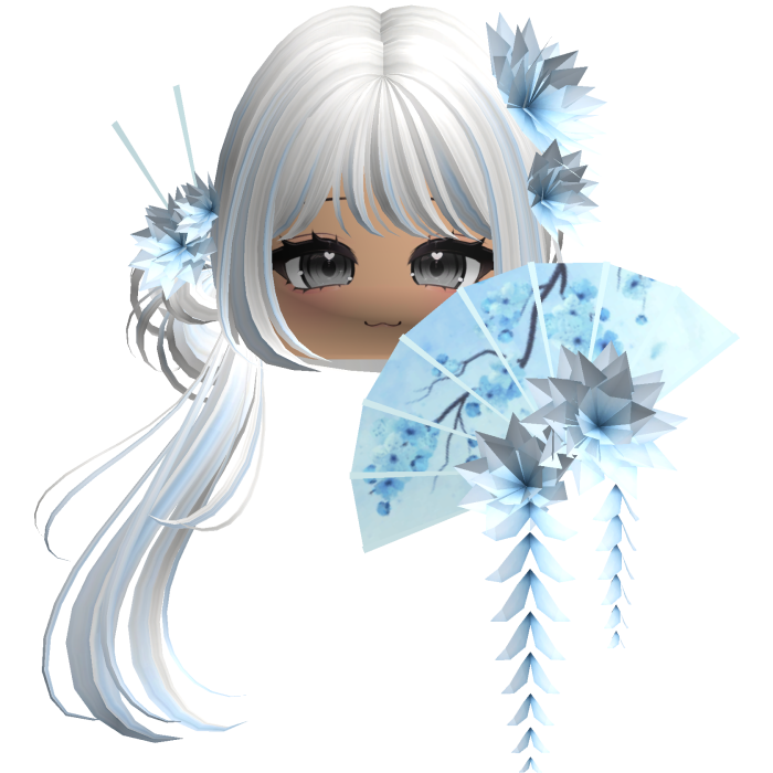 Side Ponytail w/ Cherry Blossoms & Fan