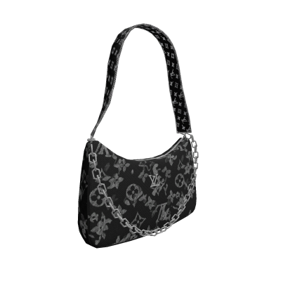 Black Y2K Designer Monogram Shoulder Purse