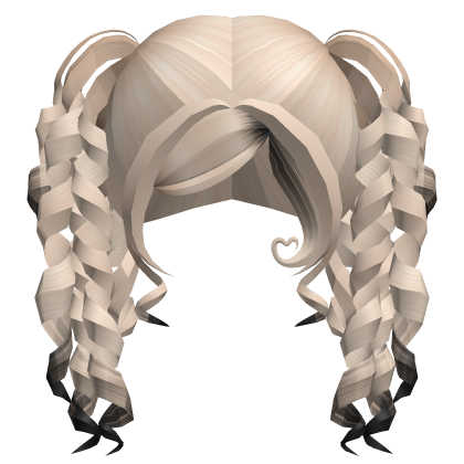 ♡ blonde tinted curly side bang twin pigtail hair Roblox item