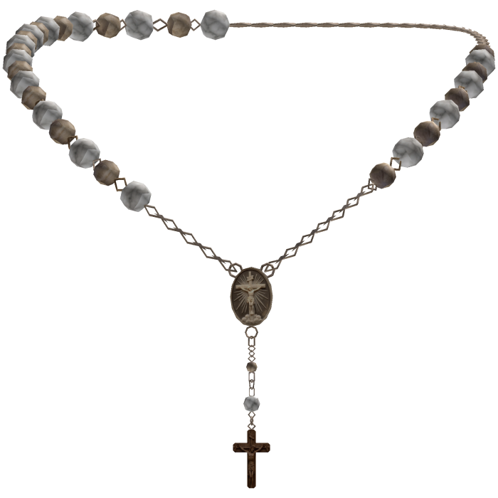 Vintage Rosary Jesus Cross Necklace