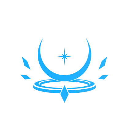 Glowing Crescent Halo Blue White