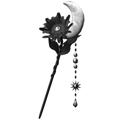 Flower & Moon Magical Staff In Black & White Roblox item