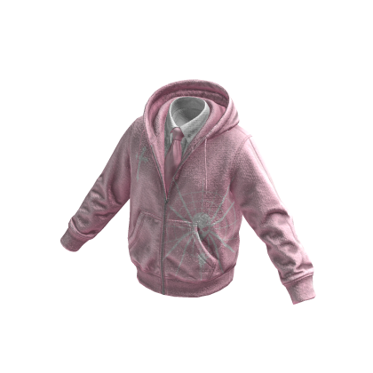 Pink Spiderweb Skull Hoodie w/ Tie
