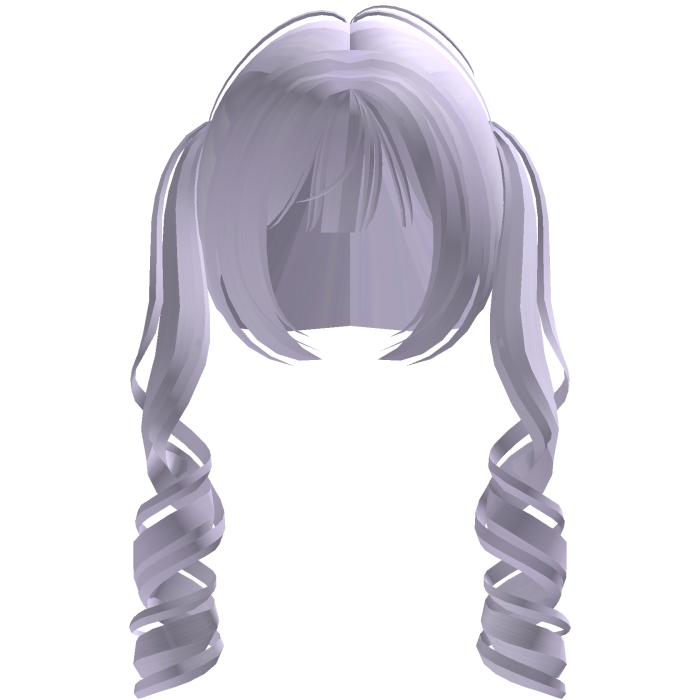 cute curly blunt bang pigtails in light purple