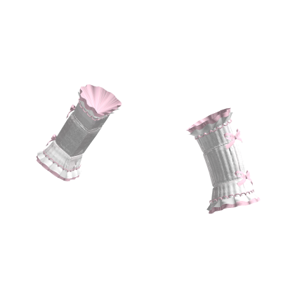 knit arm warmers + ruffles & bows / white pink 3.0
