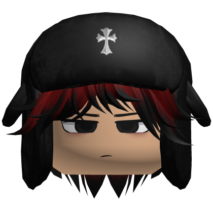 Chill Red/Black Messy Hair w Ushanka Roblox item