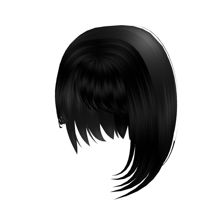 Short straight wispy clean girl bob in black