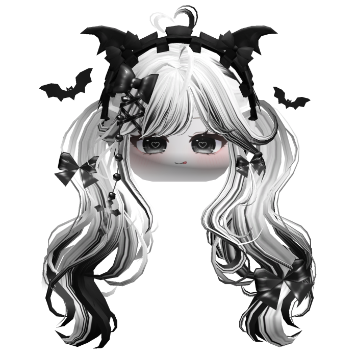 Goth Wavy Pigtails w/Headband (White&Black)