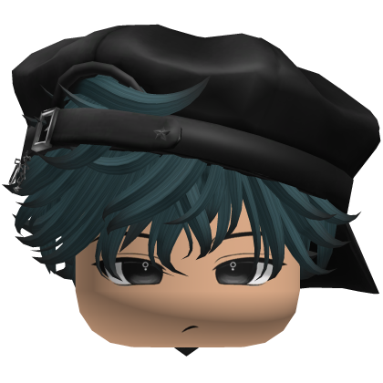 Cute Boy black Green hair with a cap Y2K