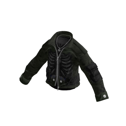 Skeleton Graphic Zip Jacket (Dark Green)
