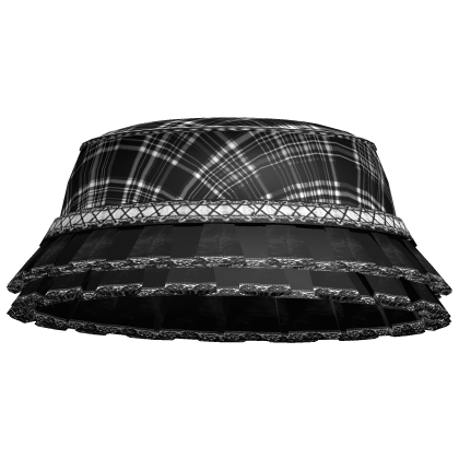 plaid emo vkei lace ruffle bucket hat