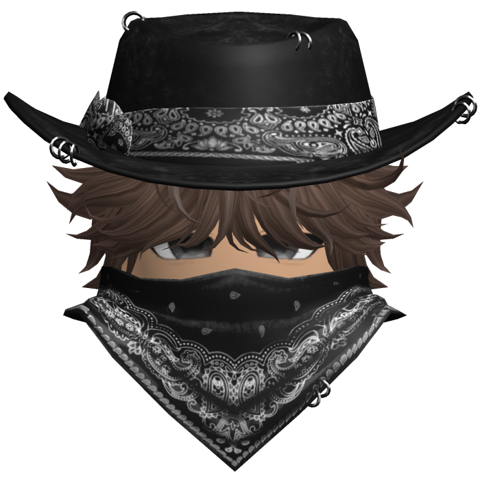 Gothic Cowboy Bandit w/ Neckscarf & Cowboy Hat