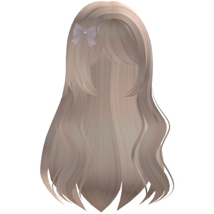 ♡ Shy Blonde Wavy Fluffy Anime Hair w/ Bow Roblox item