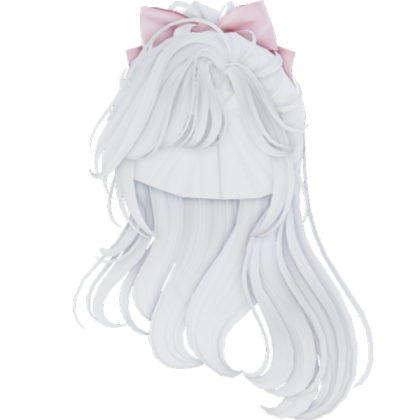 White Ponytail with Pink Bow Roblox decal