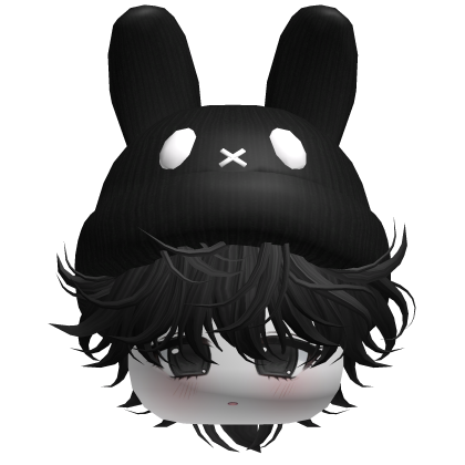 Moe Messy Boy Hair W/ Bunny Hat Black V3