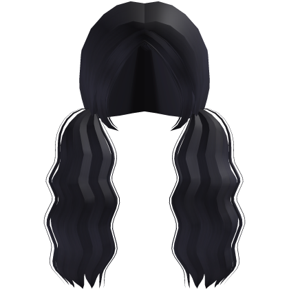 ۶ৎ | fluffy wavy big dark blue low pigtails