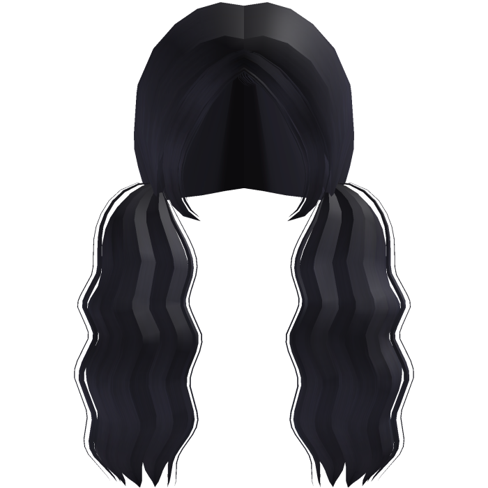 ۶ৎ | fluffy wavy big dark blue low pigtails