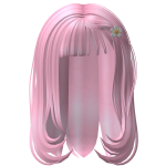 Long Straight Hair w/ Oxeye Daisy Hairclip (Pink)