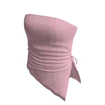 Pink Knitted Ribbed Strapless Top