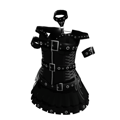 Cyber Goth Buckle Dress (Black) thumbnail