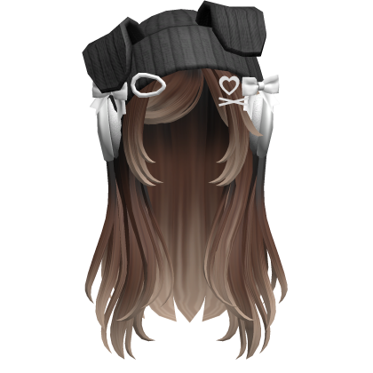 Soft Hair w/ Cute Puppy Beanie (Brown Ombre) Roblox item