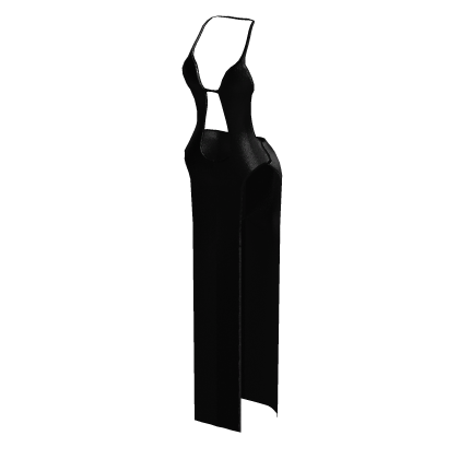 Peekabo Slit Black Dress