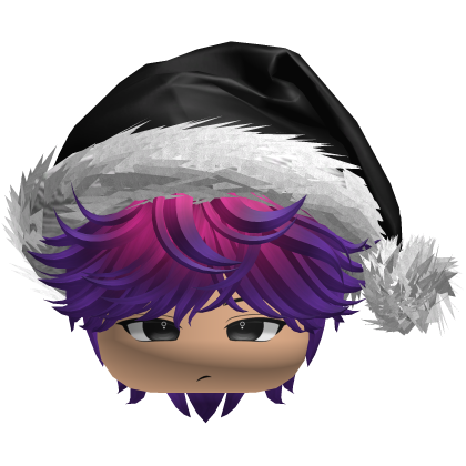 Messy Fluffy Purple and pink Hair a Santa Hat Y2k Roblox item