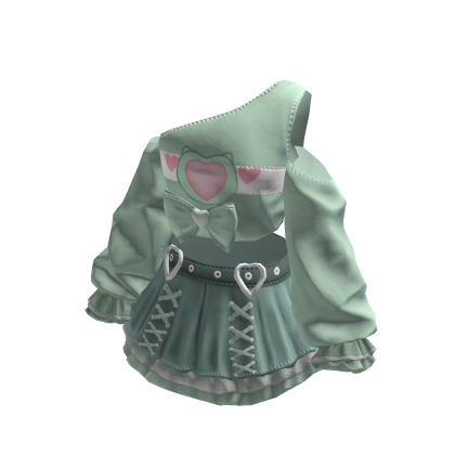 Green Kawaii Bowdream Dollcore Shirt&Skirt