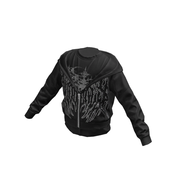 Layered Half Zipped Up Hoodie Grey White Print