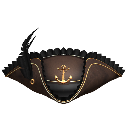 Ruffled Pirate hat with gold details - Brown