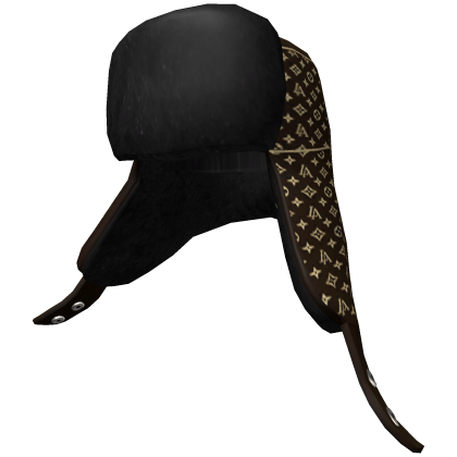 Brown Gold Monogram Ushanka | Fur Winter Hat | Y2K