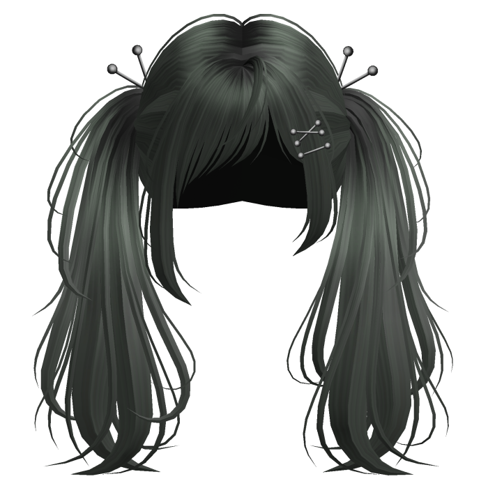 Green Y2K Emo Punk Pigtails w/ Pins