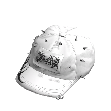 White cap backwards with spikes Y2k Roblox item