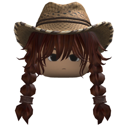 Braided Hair w/ Cowboy Hat (Dark Brown)
