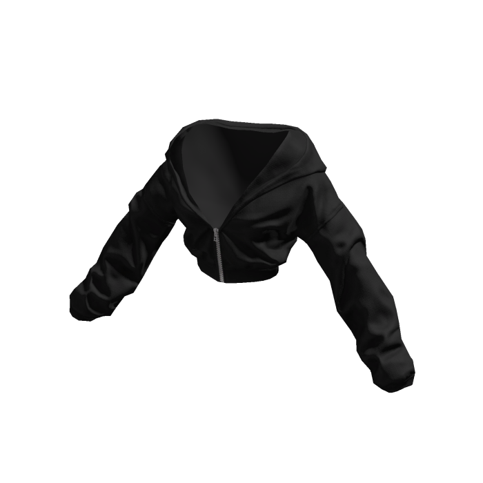 Black Cropped Y2K Zip Up Hoodie