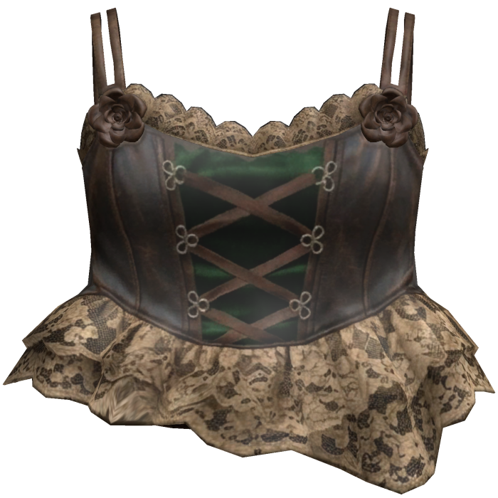 Brown Green Rose Corset Top