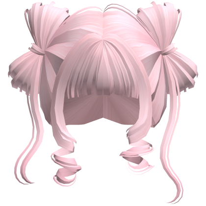 ♡ Cute Bow Pigtails Twirly Bangs Hair (Light Pink) Roblox item