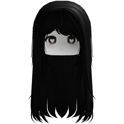 Black Straight Hair w/ Cute Anime Girl Face Roblox item