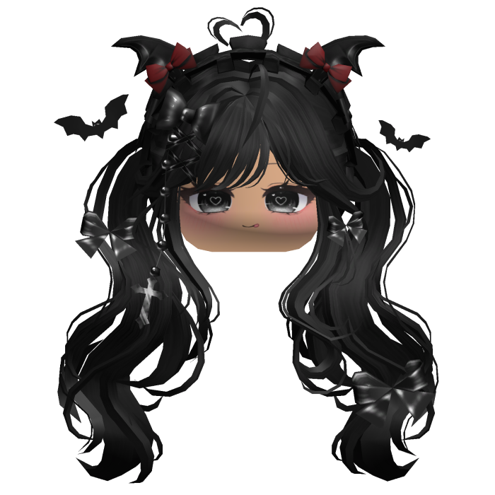 Goth Wavy Pigtails w/Headband (Black)