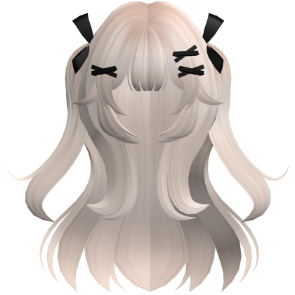 Beige Cute Wavy Pigtails w/ Ribbon Clips