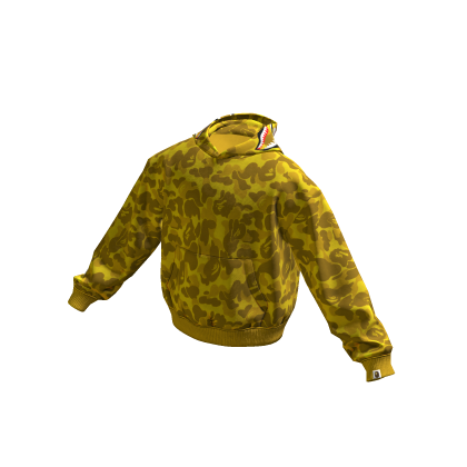 Yellow Bape Shark Camo Hoodie thumbnail